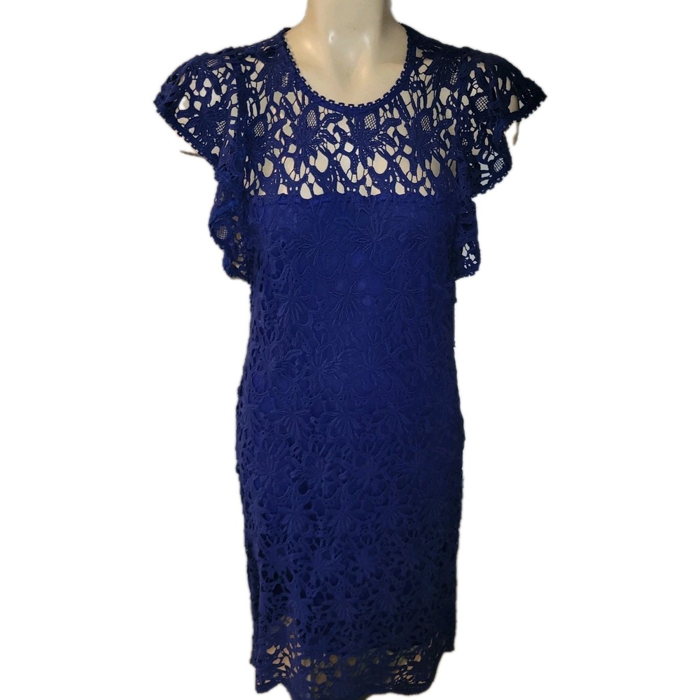 Velvet by Graham & Spencer Dress M Crochet Lace Boho Sheer Coquette Garden Party